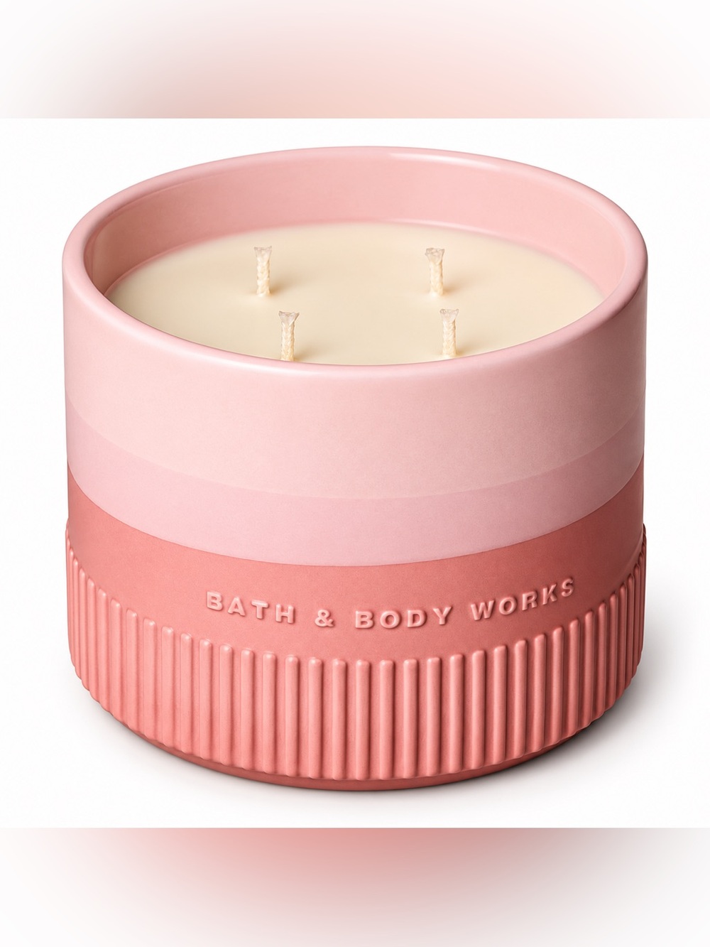 Bath & Body Works Vanilla + Tonka 4-Wick Candle 30 oz Pink Ceramic Jar